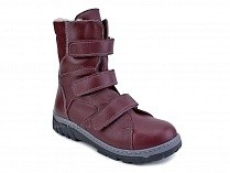 285б (22-31) Аквелла (Akwella), ботинки  детские ортопедические с высоким берцем, демисезонные, ворсин, кожа, бордовый в Алмате