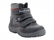 А43-037 Сурсил (Sursil-Ortho), ботинки детские ортопедические с высоким берцем, зимние, натуральный мех, кожа, черный, красный в Алмате