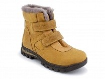 02-035-477 Джойшуз (Djoyshoes) ботинки зимние детские ортопедические профилактические, кожа, натуральный мех, горчичный в Алмате