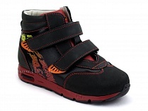 092-11 Бос (Bos), ботинки детские ортопедические профилактические, не утепленные, кожа, нубук, черный, красный в Алмате