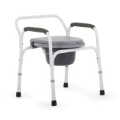 Кресло-стул с санитарным оснащением с регулировкой высоты ножек и съемной санитарной емкостью, без колес. 