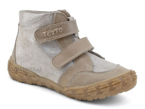 201-191,138 Тотто (Totto), ботинки демисезонние детские профилактические на байке, кожа, серо-бежевый в Алмате