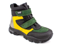 088-111-282-450 (31-36)Джойшуз (Djoyshoes) ботинки детские зимние мембранные ортопедические профилактические, натуральный мех, мембрана, нубук, кожа, черный, желтый, зеленый 