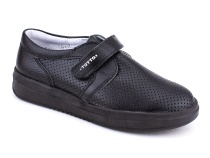 30024-701 Тотто (Totto), туфли школьные ортопедические профилактические перфорированная, кожа, чёрный в Алмате