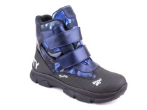 2542-25МК (37-40) Миниколор (Minicolor), ботинки зимние подростковые ортопедические профилактические, мембрана, кожа, натуральный мех, синий, черный в Алмате