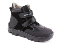BL-271(5) Боттилини (Bottilini), ботинки  детские демисезонные  ортопедические профилактические, кожа, нубук, байка, черный 