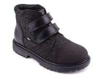201-125 (31-36) Бос (Bos), ботинки детские утепленные профилактические, байка, кожа, нубук, черный, милитари в Алмате