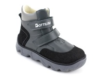 BL-271(3) Боттилини (Bottilini), ботинки  детские демисезонные ортопедические профилактические, кожа, байка, серый в Алмате