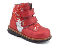 2031-13 Миниколор (Minicolor), ботинки детские ортопедические профилактические утеплённые, кожа, байка, красный в Алмате